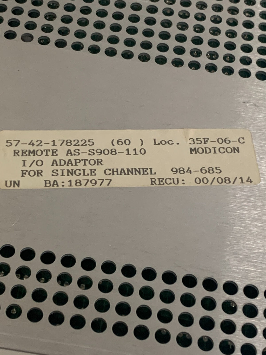 MODICON S908 AEG REMOTE INPUT/OUTPUT PROCESSOR AS-S908-1106