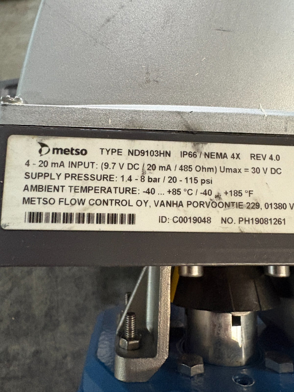 METSO VALVE COMPLETE UNIT C15-RECA01CJJST + T10 W/METSO INTELLIGENT VALVE
