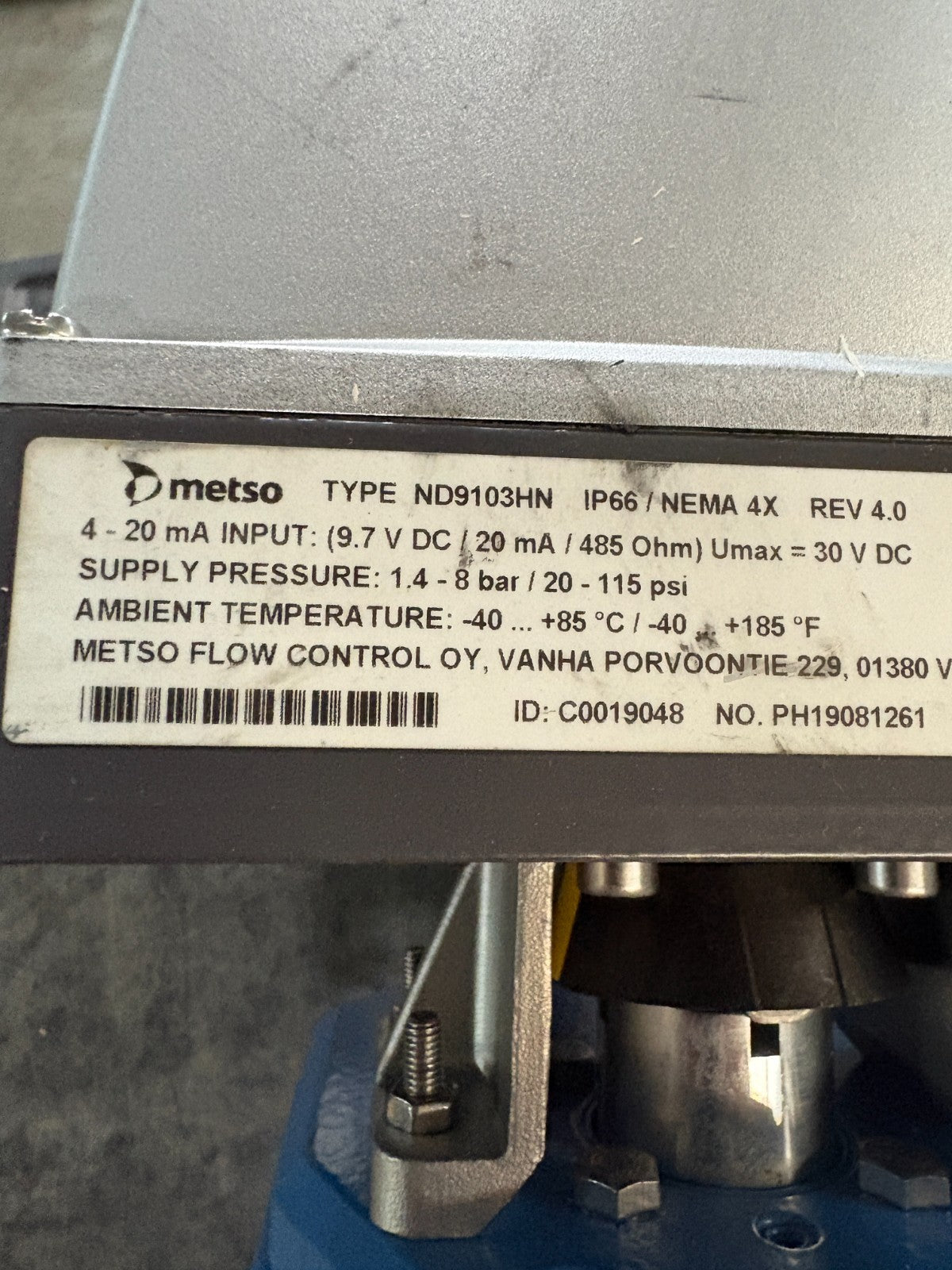METSO VALVE COMPLETE UNIT C15-RECA01CJJST + T10 W/METSO INTELLIGENT VALVE
