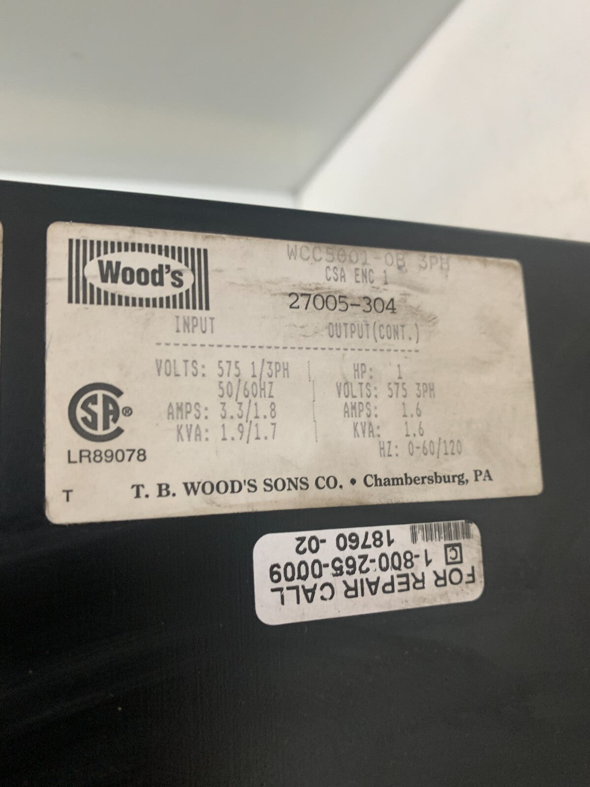WOOD'S E-TRAC 1 HP AC INVERTER DRIVE WCC 5001-0B 3PH  27005-304