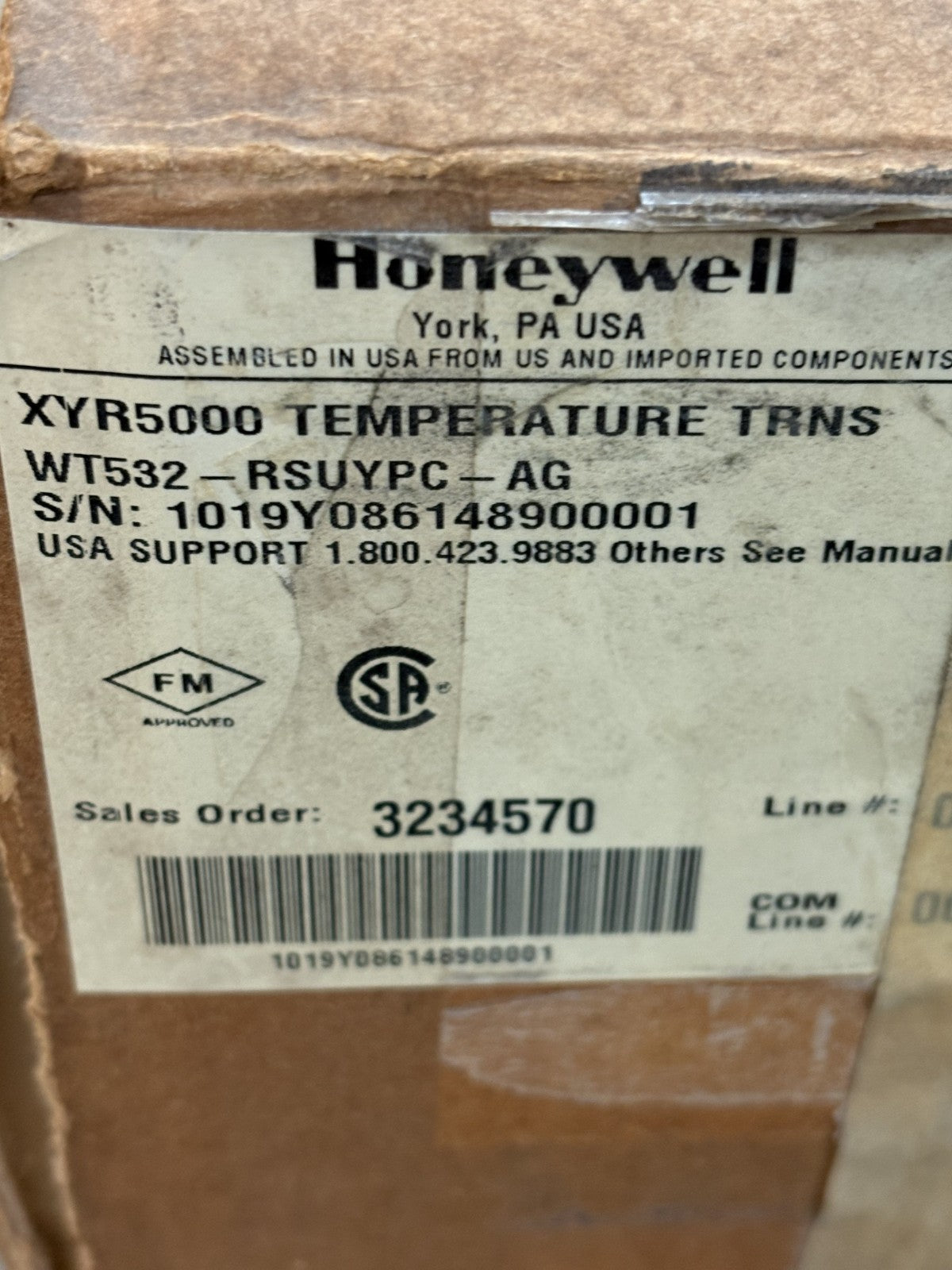 HONEYWELL TEMPERATURE TRANSMITTER XYR5000 WT532-RSUYPC-AG