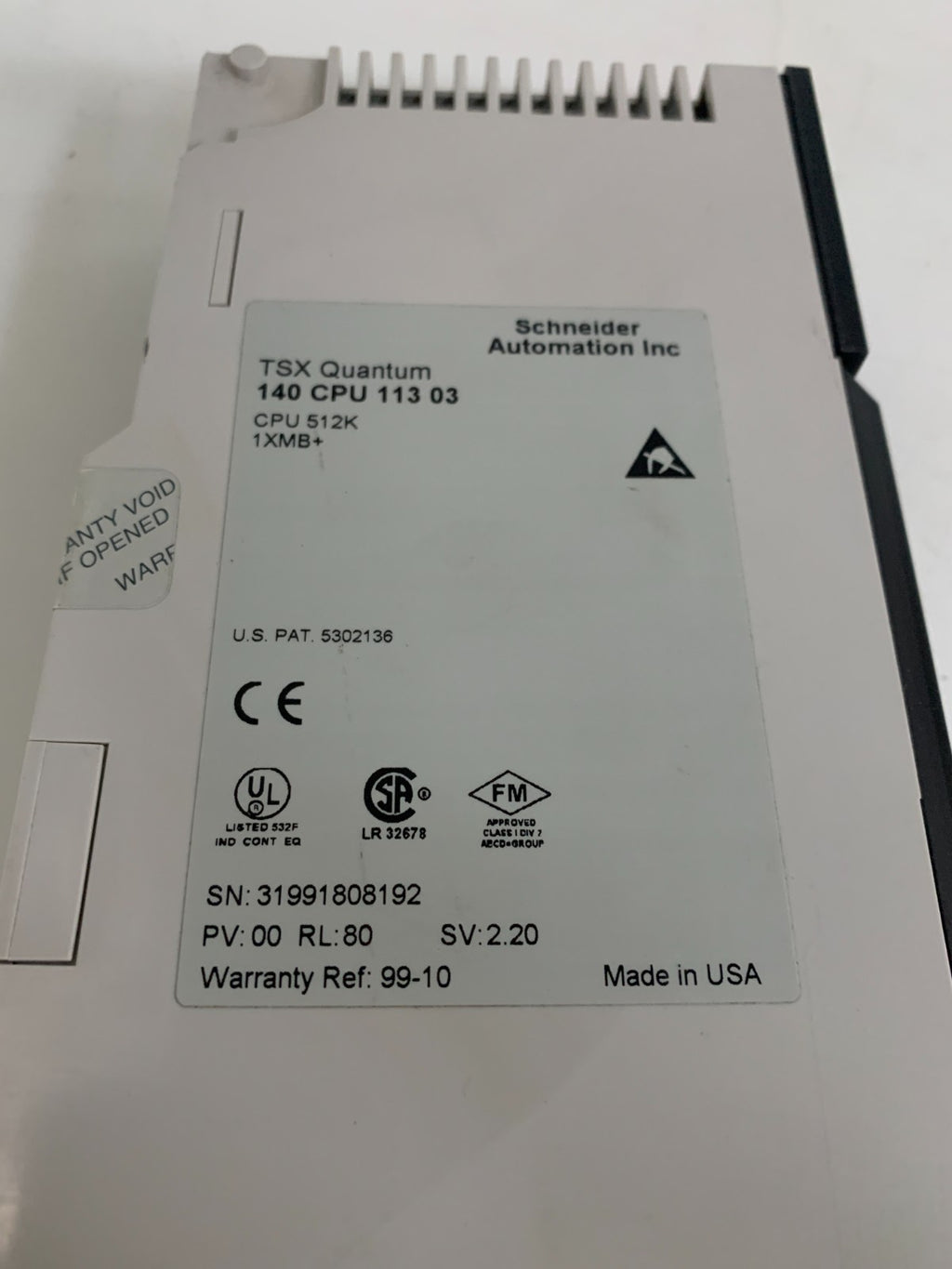 SCHNEIDER TSX QUANTUM CPU 512K 140 CPU 113 03