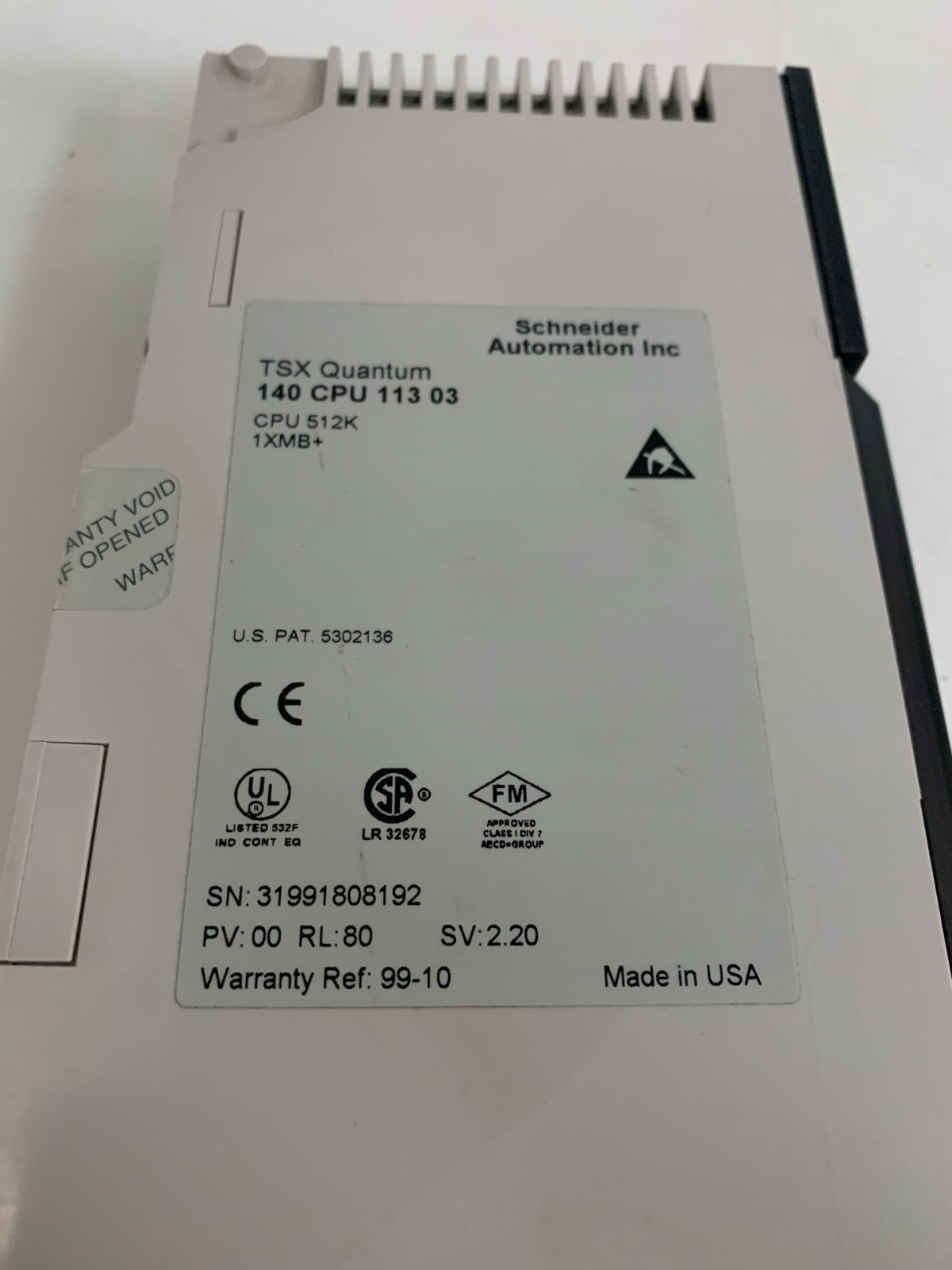 SCHNEIDER TSX QUANTUM CPU 512K 140 CPU 113 03