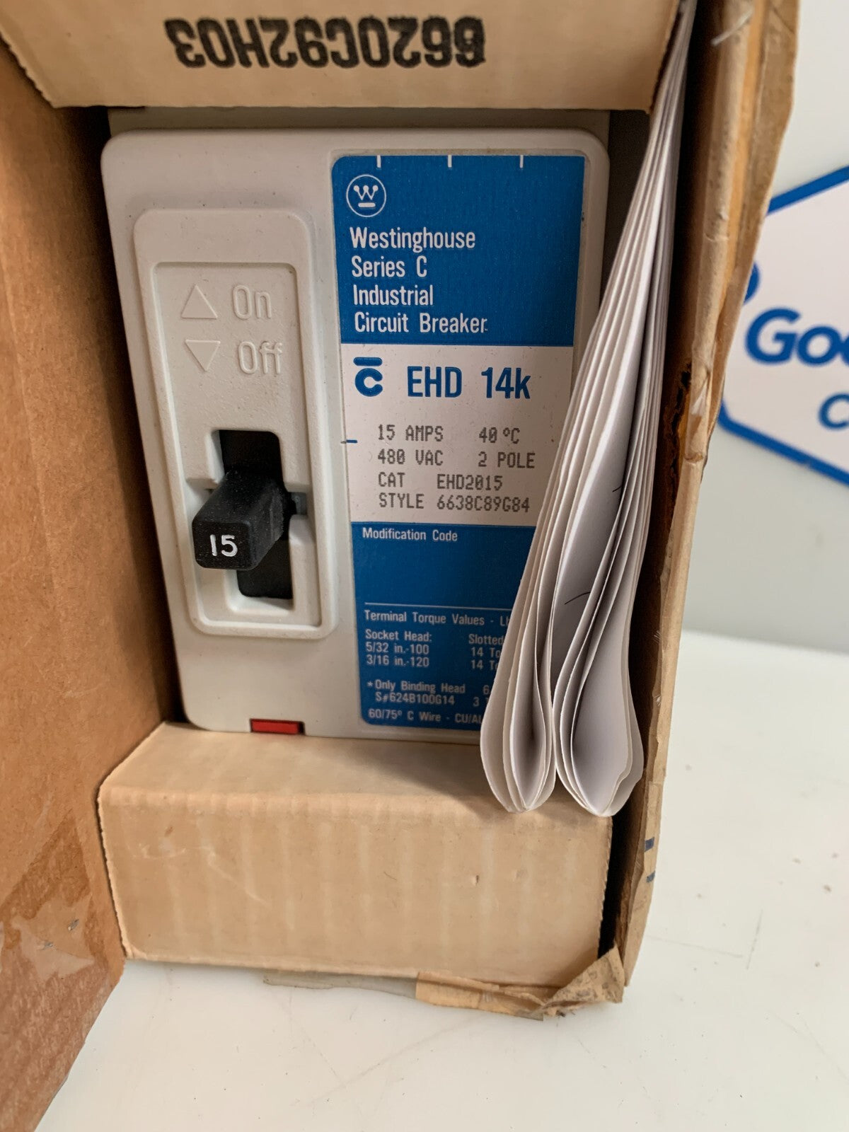 WESTINGHOUSE EATON C EHD 14K 15 AMPS CIRCUIT BREAKER