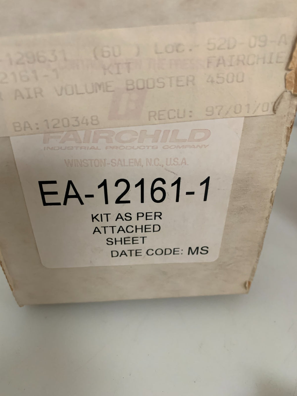 FAIRCHILD 4500 A AIR VOLUME BOOSTER REPAIR KIT EA-12161-1