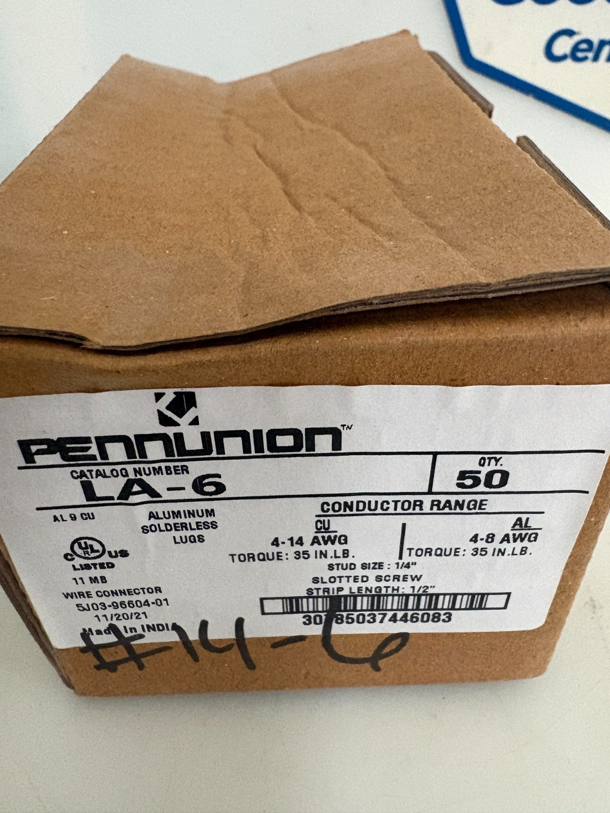 PENNUNION ALUMINIUM SODERLESS LUG LA-6 50 IN BOX2