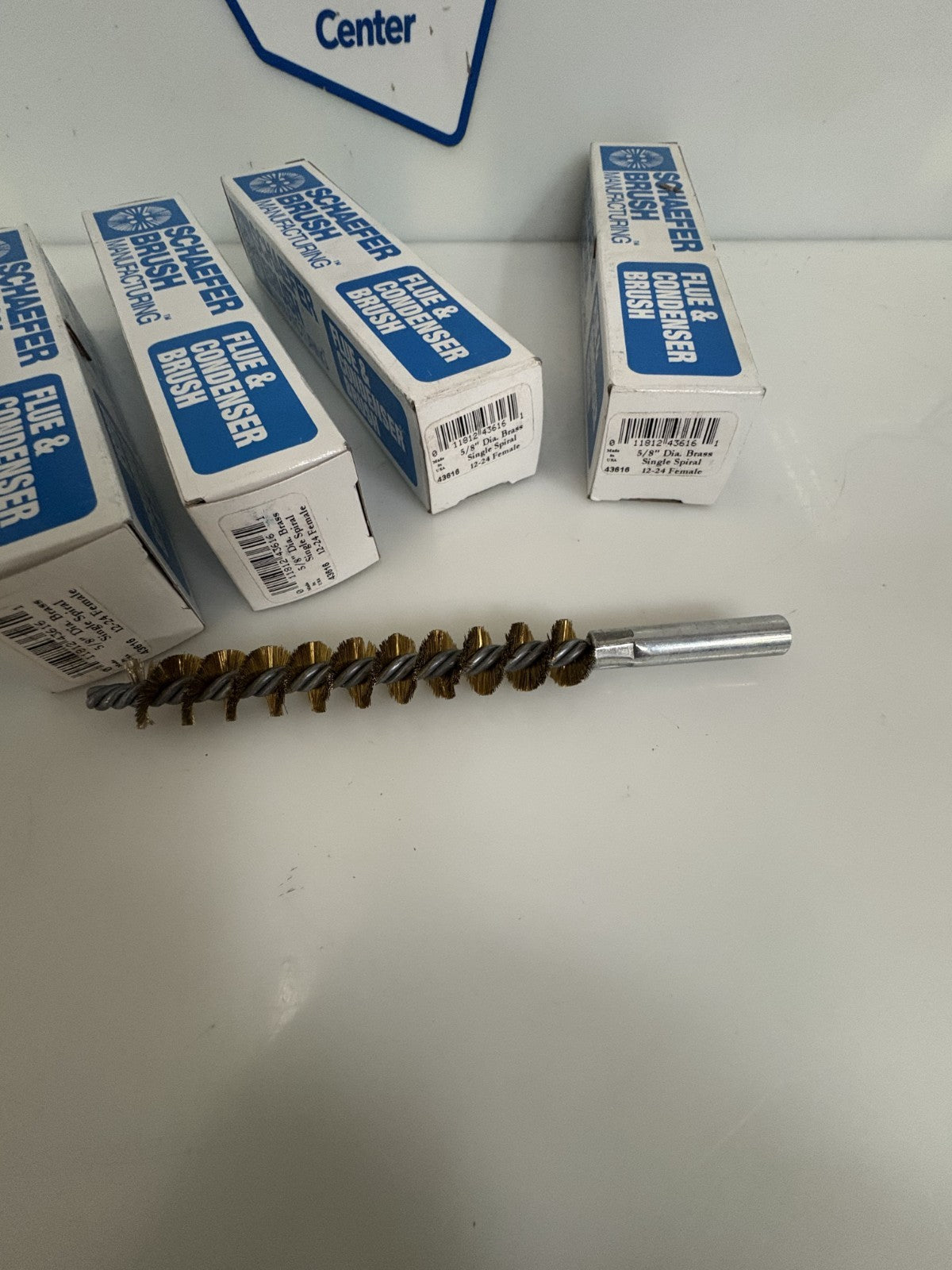 LOT OF 4 SCHAEFER BRUSH FLUE AND CONDENSER BRUSH 5/8" SINGLE SPIRAL