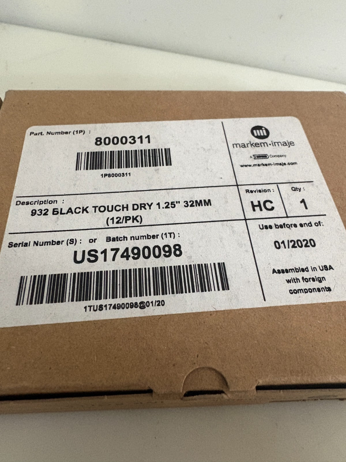 LOT OF 21 MARKEN IMAJE 932 BLACK TOUCH DRY 1.25" 32MM 80003112