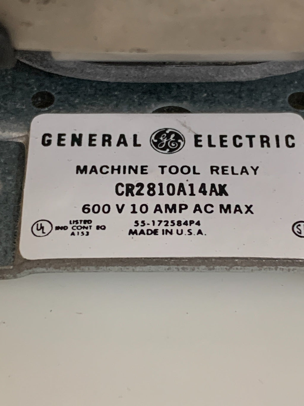GENERAL ELECTRIC MACHINE TOOL RELAY CR2810A14AK22