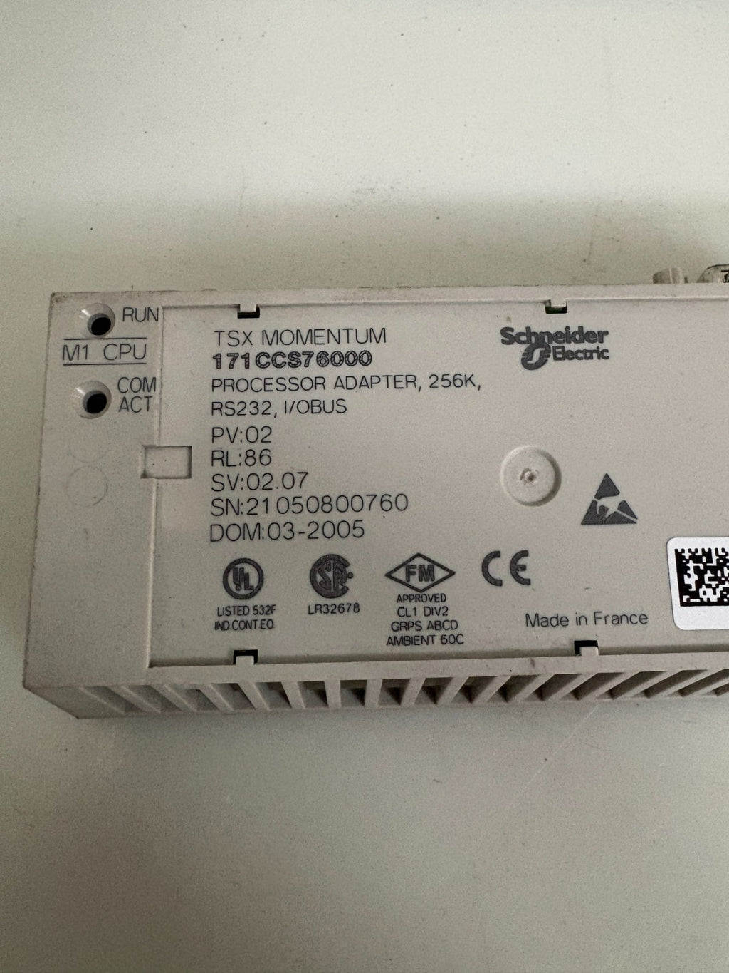SCHNEIDER TSX MOMENTUM PROCESSOR ADAPTER 256K 171 CCS 76000