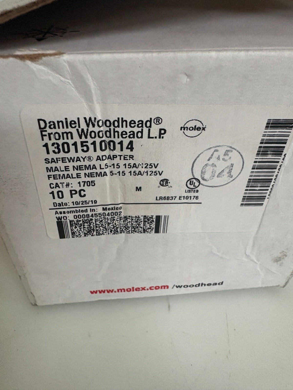 LOT OF 8 WOODHEAD L.P. MALE-FEMALE SAFEWAY L5-15 TO 5-15 #1705 1301510014