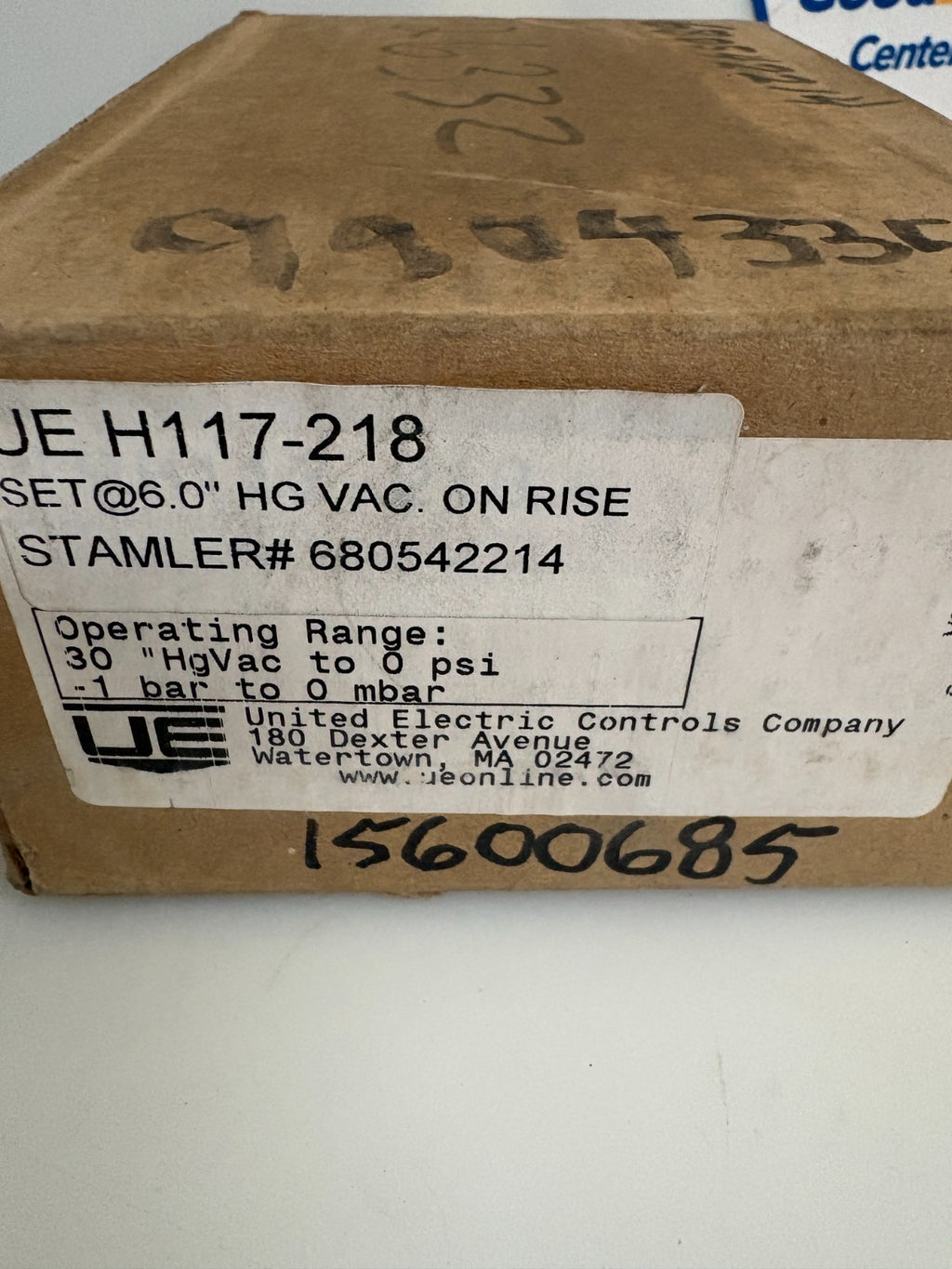 UNITED ELECTRIC SERIES 117 DIV 2 PRESSURE SWITCH H117-218