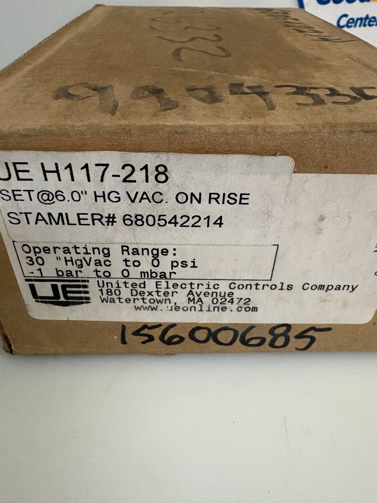 UNITED ELECTRIC SERIES 117 DIV 2 PRESSURE SWITCH H117-218
