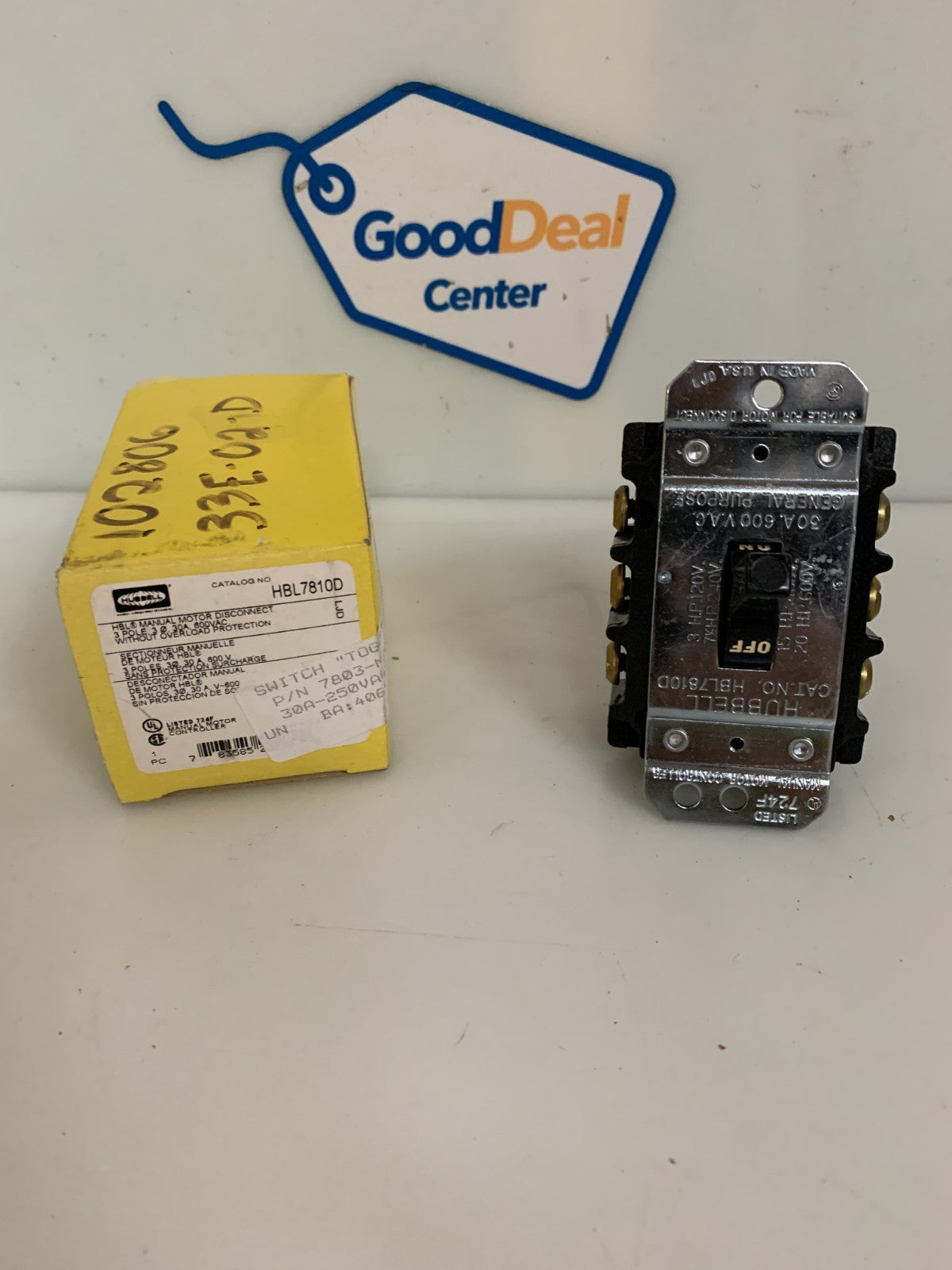 HUBBELL MANUAL MOTOL DISCONNECT SWITCH HBL 7810D