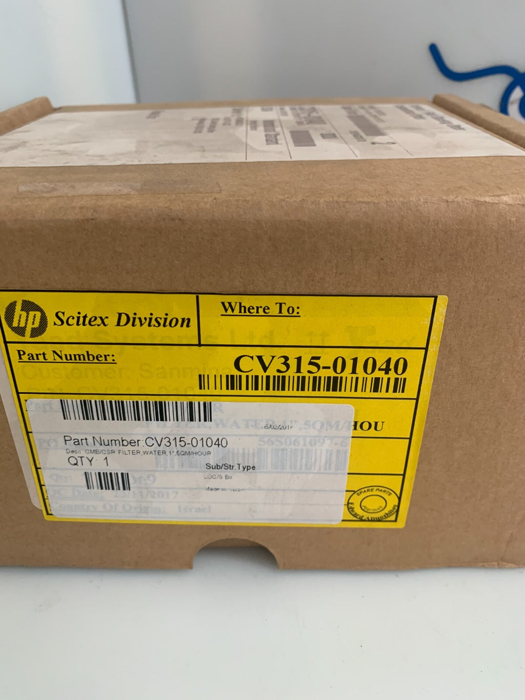 HP SCITEX CV315-01040 CMB\CSR WATER FILTER 1 INCH 5QM/HOUR (NEW IN BOX)2