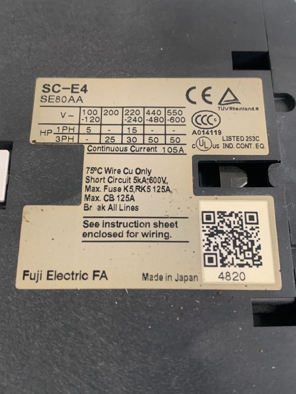 FUJI SC-E4 CONTACTOR 80 AMP