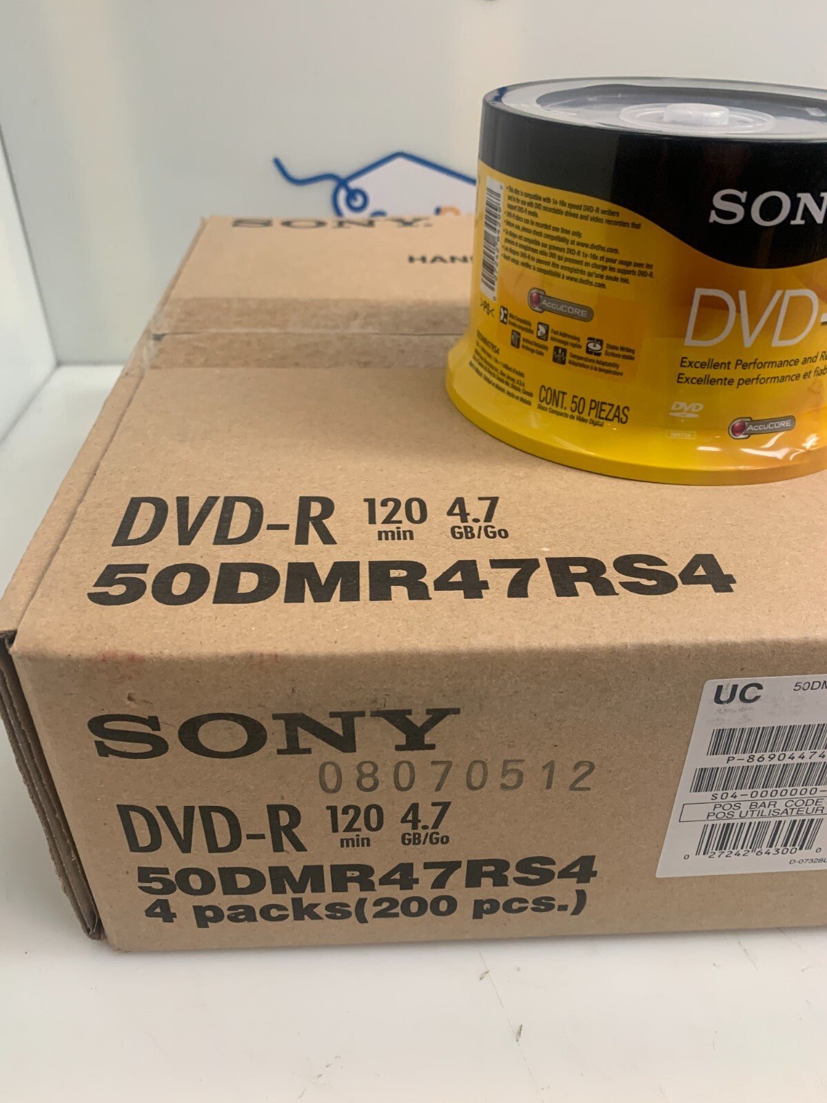 SONY 50DMR 47RS4  DVD-R 120min 4.7GB 1-16X Blank Disk  (50/Pack 4/Case)2