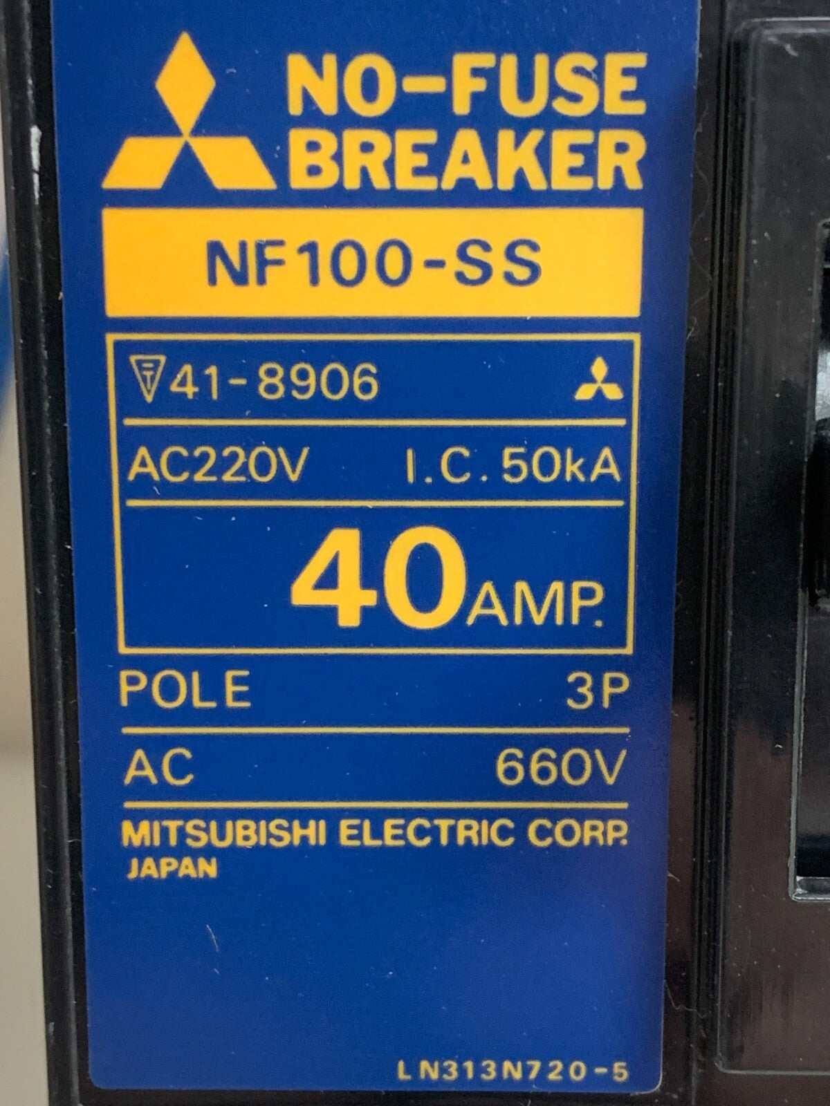MITSUBISHI NO FUSE 100 AMP BREAKER NF 100-SS