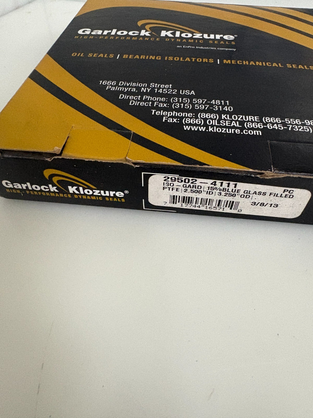 GARLOCK KLOZURE LABYRINTH BEARING ISOLATOR GLASS FILLED 29502-41113