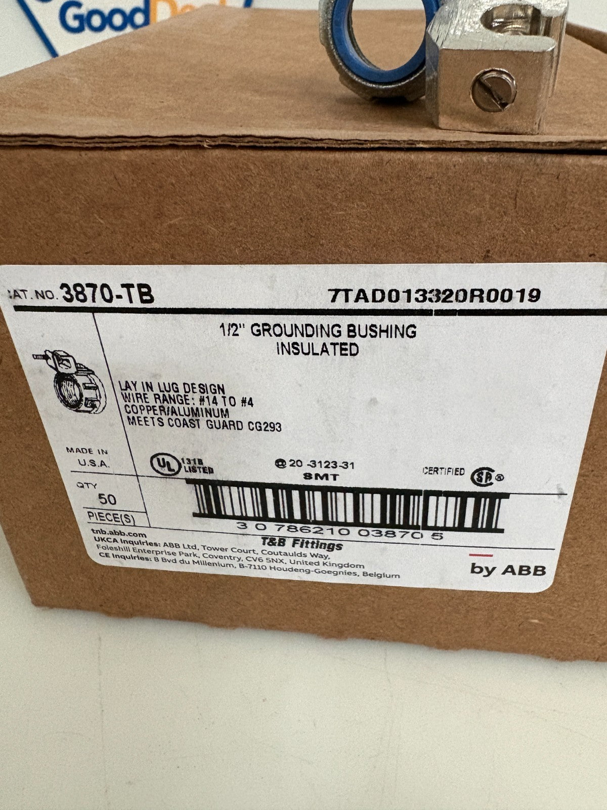 THOMAS & BETTS ABB 3870-TB 1/2" GROUNDING BUSHING 50 PER BOX2