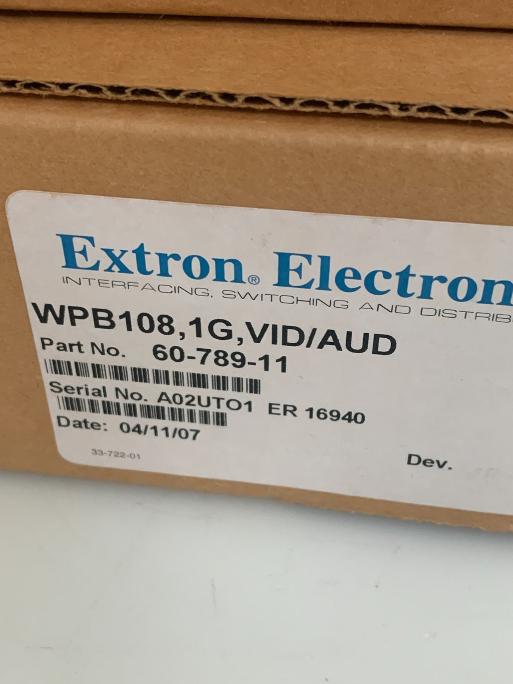 LOT OF 2  EXTRON ELECT COMPOSITE A/V WALL PLATE 60-789-11