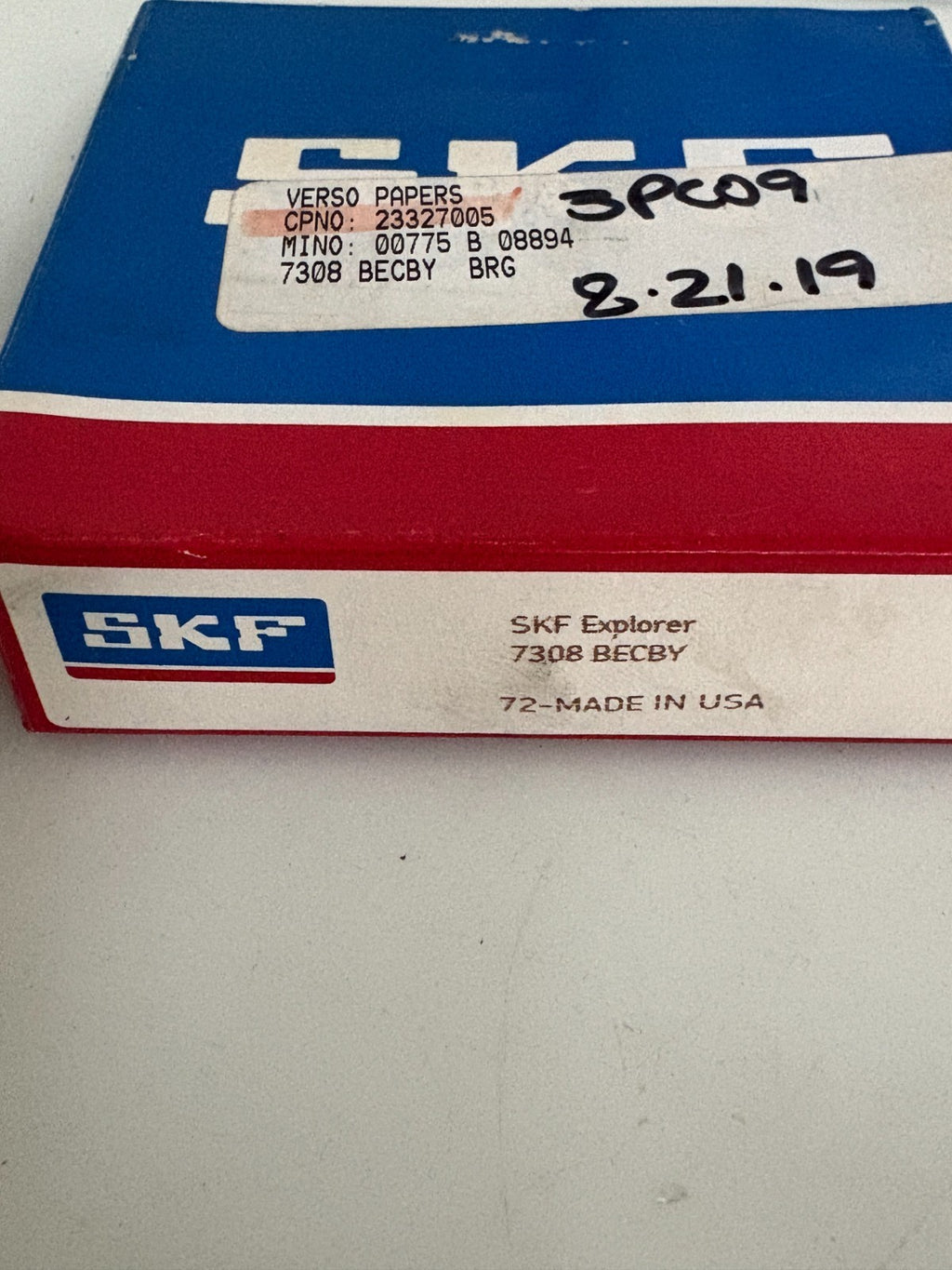 SKF EXPLORER ANGULAR CONTACT BALL BEARING #7308 BECBY