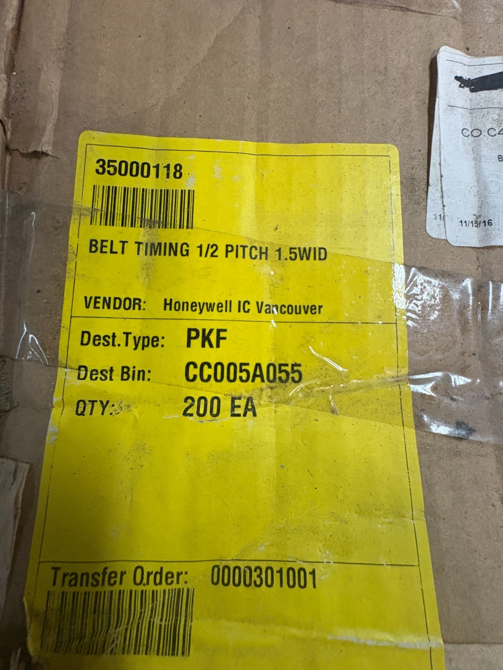 HONEYWELL GATES MECTROL ORACLE 35000118 TIMING BELT 1/2 PITCH 1.5 WID 2ROLL 100'