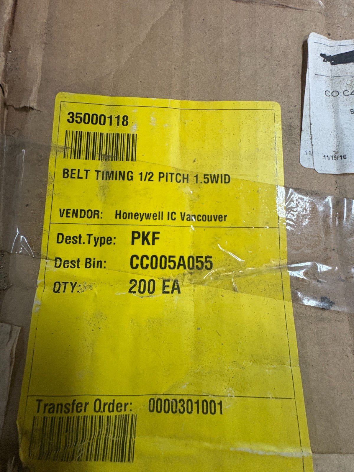 HONEYWELL GATES MECTROL ORACLE 35000118 TIMING BELT 1/2 PITCH 1.5 WID 2ROLL 100'