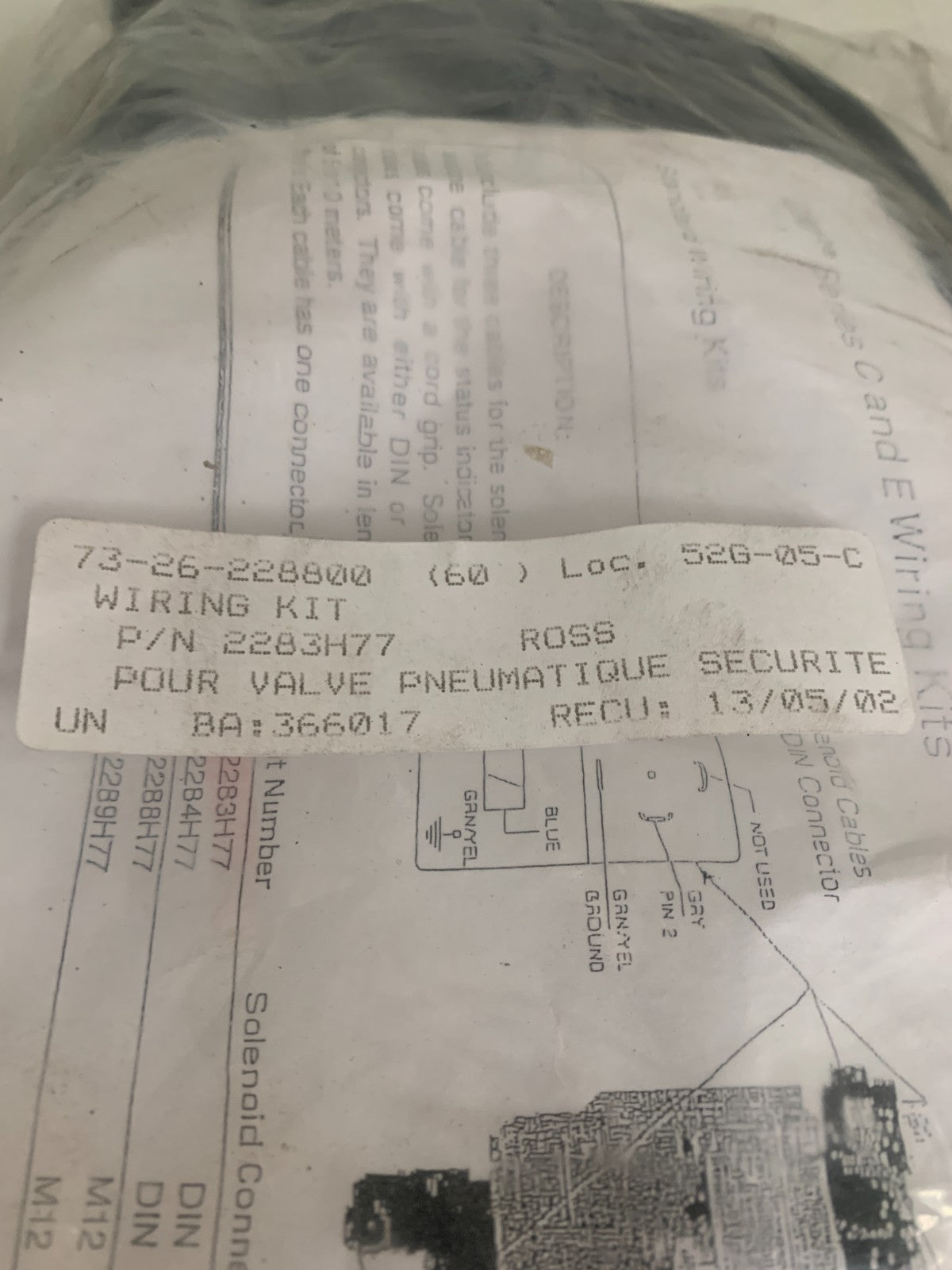 ROSS CONTROLS PREASSEMBLED WIRING KIT 2283H772