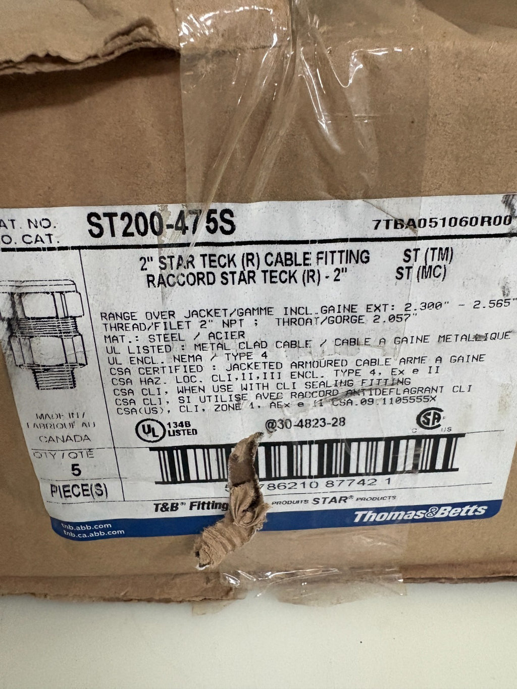 THOMAS & BETTS 2" STAR TECK CABLE FITTING ST200-4755 5 PER BOX2