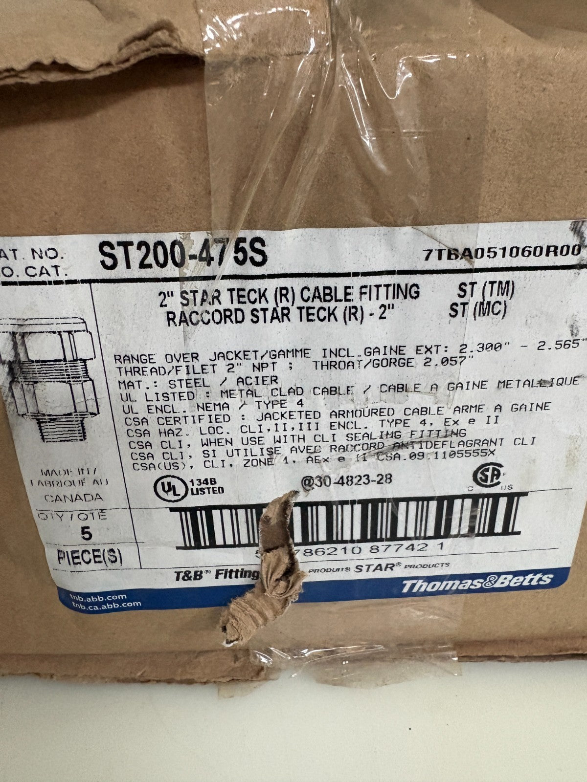 THOMAS & BETTS 2" STAR TECK CABLE FITTING ST200-4755 5 PER BOX2