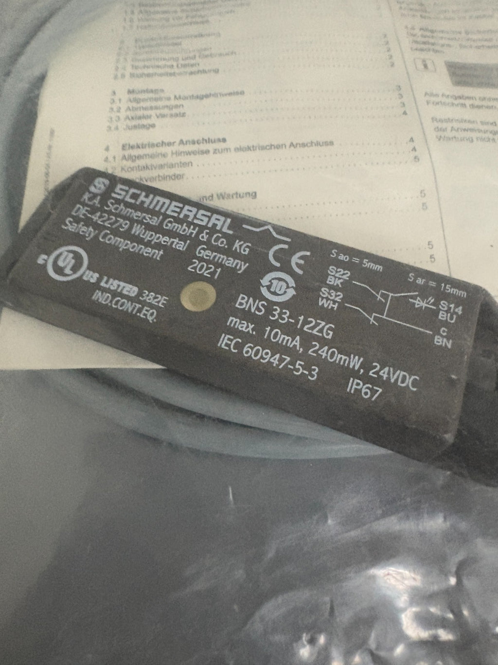 SCHMERSAL MAGNETIC SAFETY SENSOR BNS33-12ZG 101109212