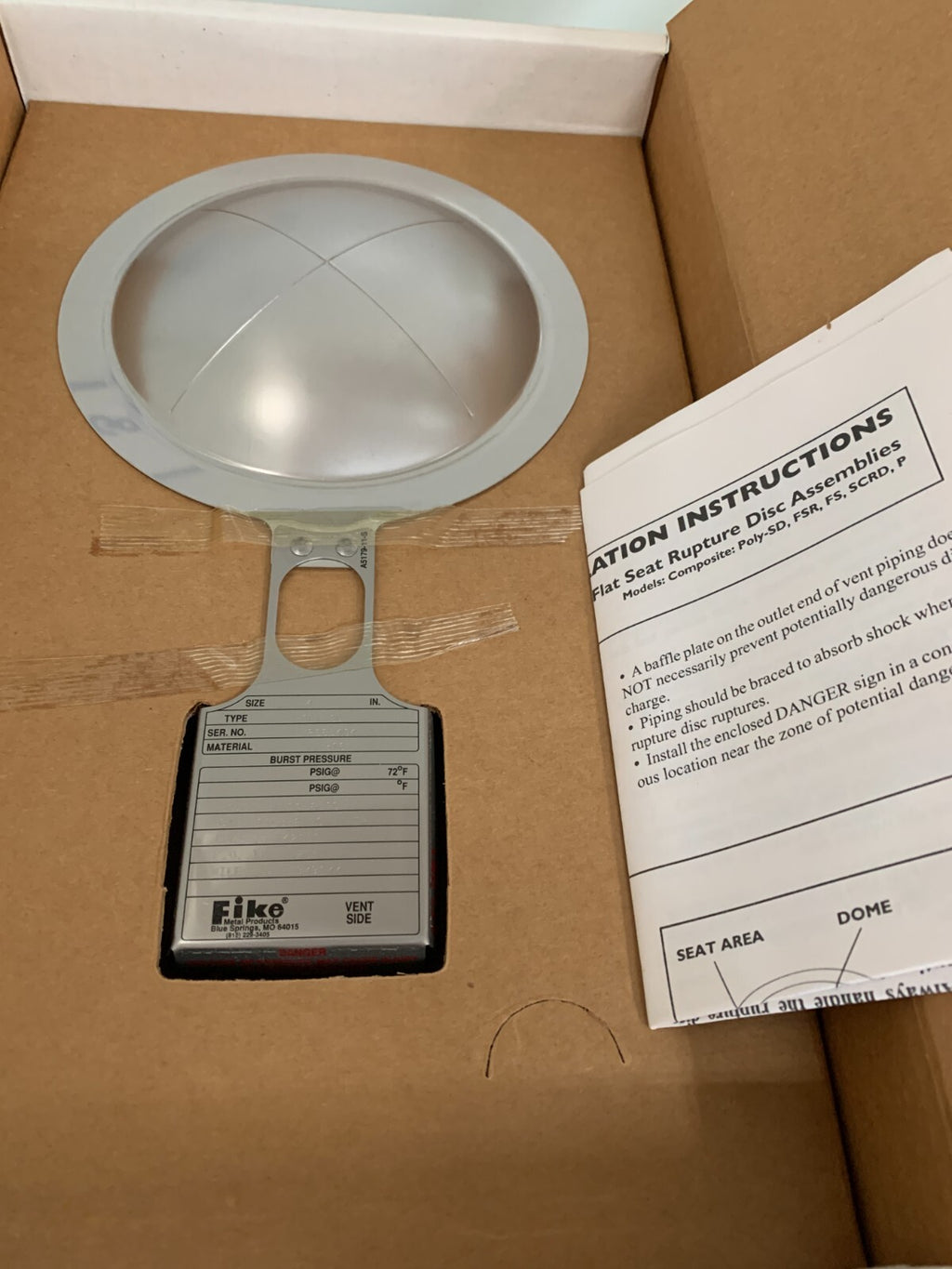 FIKE 4" RUPTURE DISC POLY-SD 316 50 BAR3