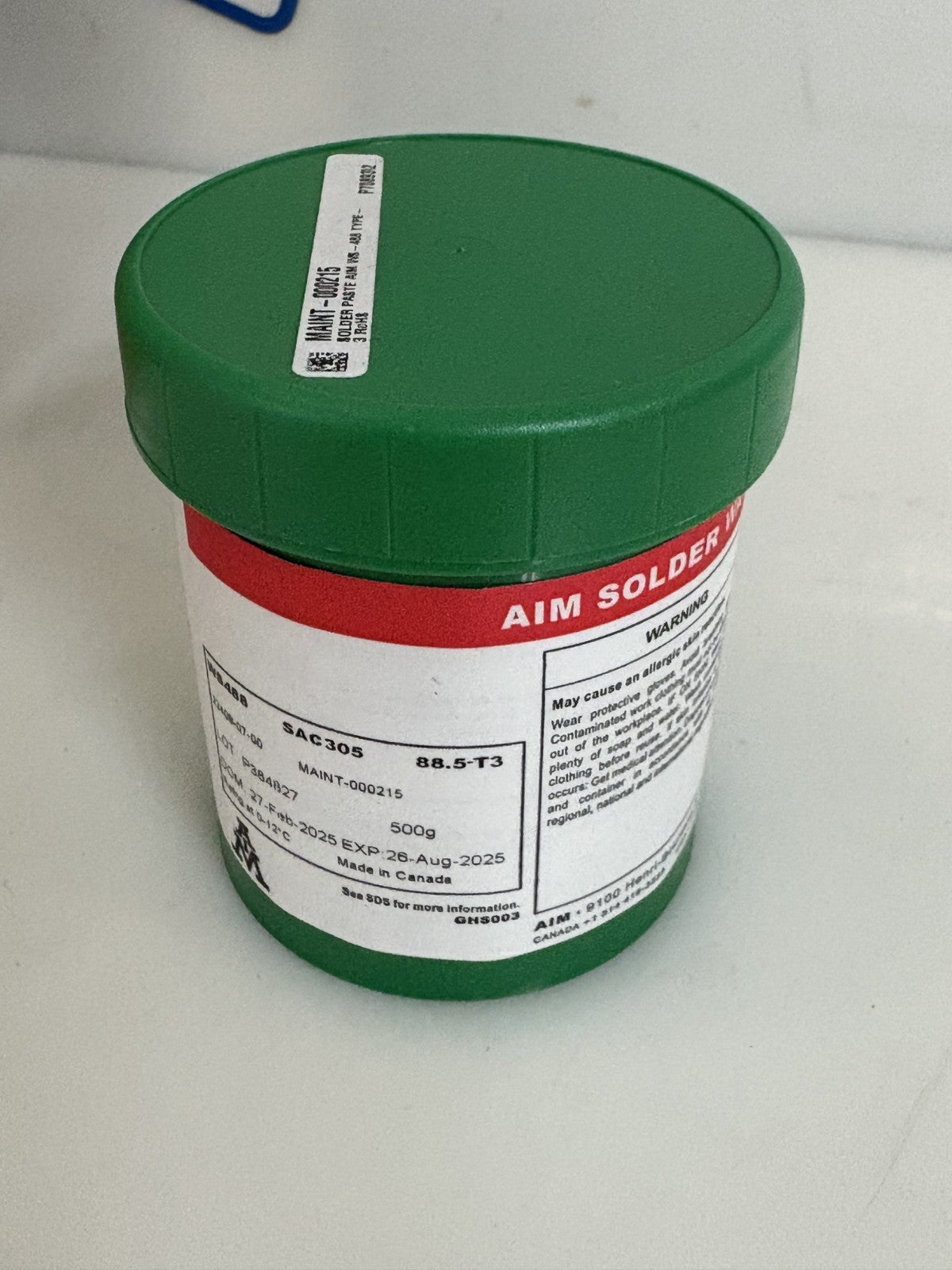 AIM SOLER WATER SOLUBLE WS-488 SAC305 88.5-T3 12X500 GR