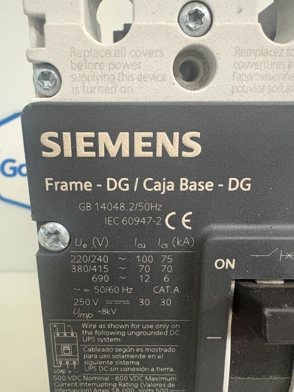 SIEMENS ADJUSTABLE 100A CIRCUIT BREAKER HDGB HDK3B1002