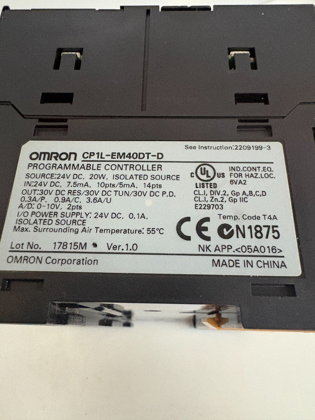 OMRON PROGRAMMABLE CONTROLLER MODULE CP1L-EM40DT-D