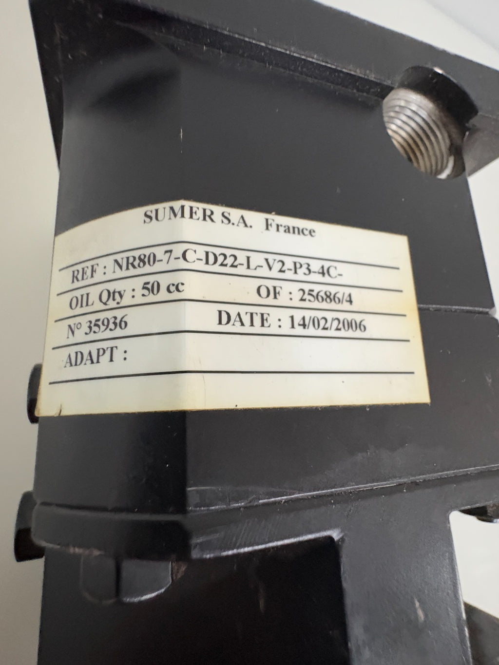 SUMER S.A GEAR BOX NR80-7-C-D22-L-V2-P3-4C