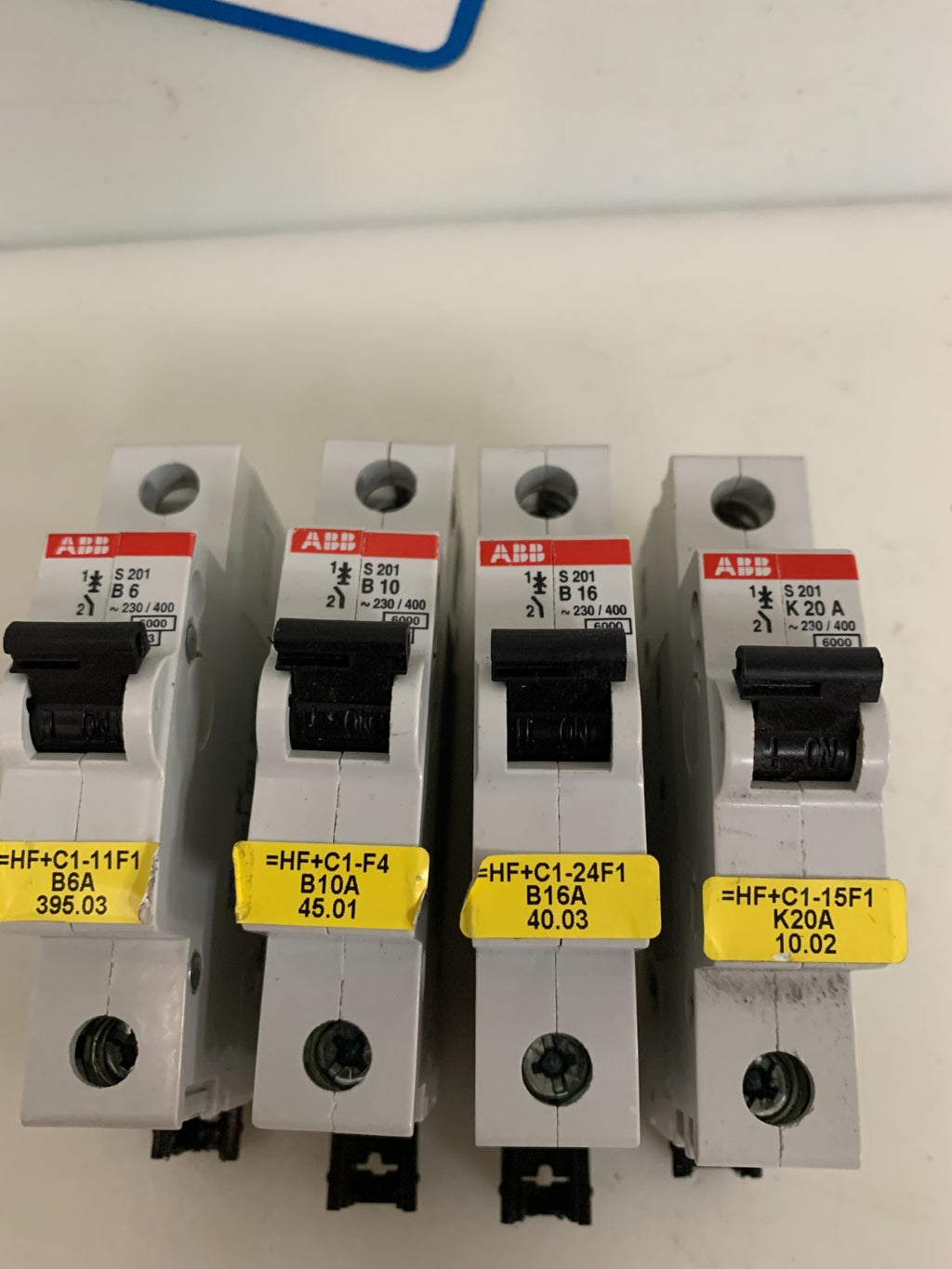 ABB MIX LOT OF 4 CIRCUIT BREAKER 1 X S 201-B6  1 X S201-B10  1 X S201-B16