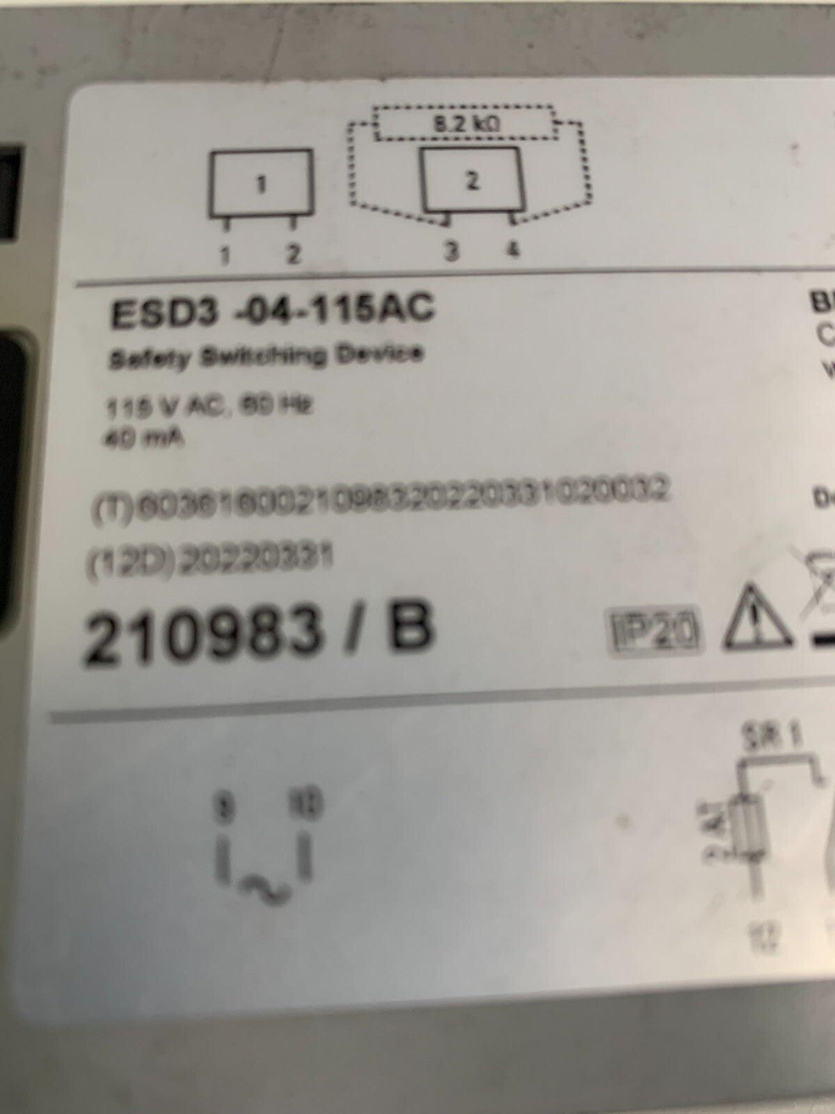 BIRCHER SAFETY SWITCHING DEVICE ESD3-04-115AC 210983/B2