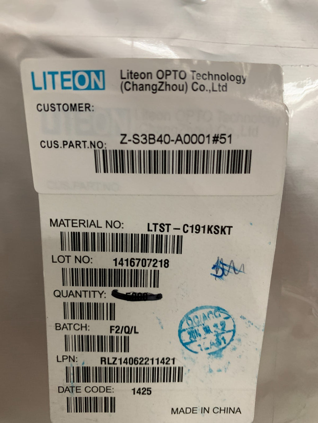LOT OF 4750 LITE-ON LED YELLOW LTST-C191KSKT NEW ON REEL