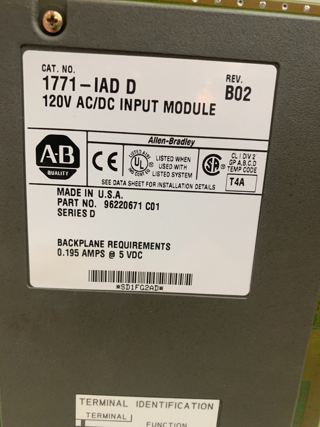 ALLEN BRADLEY 1771-IAO/D AC Output Module1