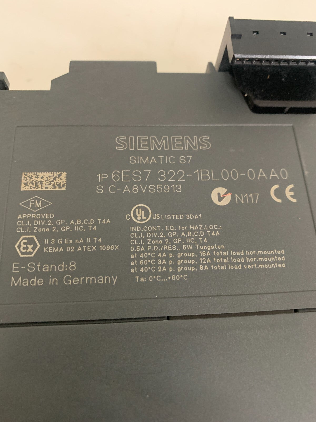 SIEMENS SIMATIC S7 6ES7 322 - 1BLOO-OAAO SC-A8VS5913
