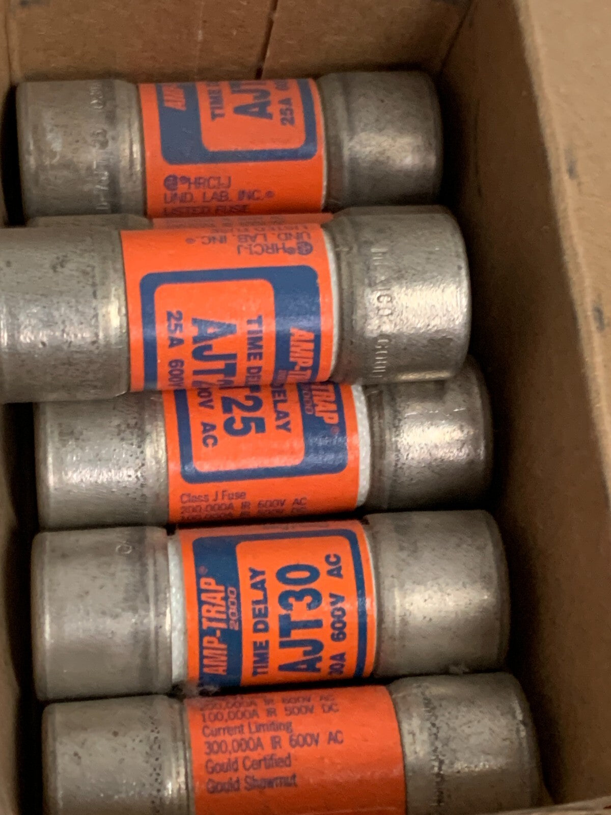 LOT OF 6 GOULD SHAWMUT AMPTRAP 25A TIME DELAY