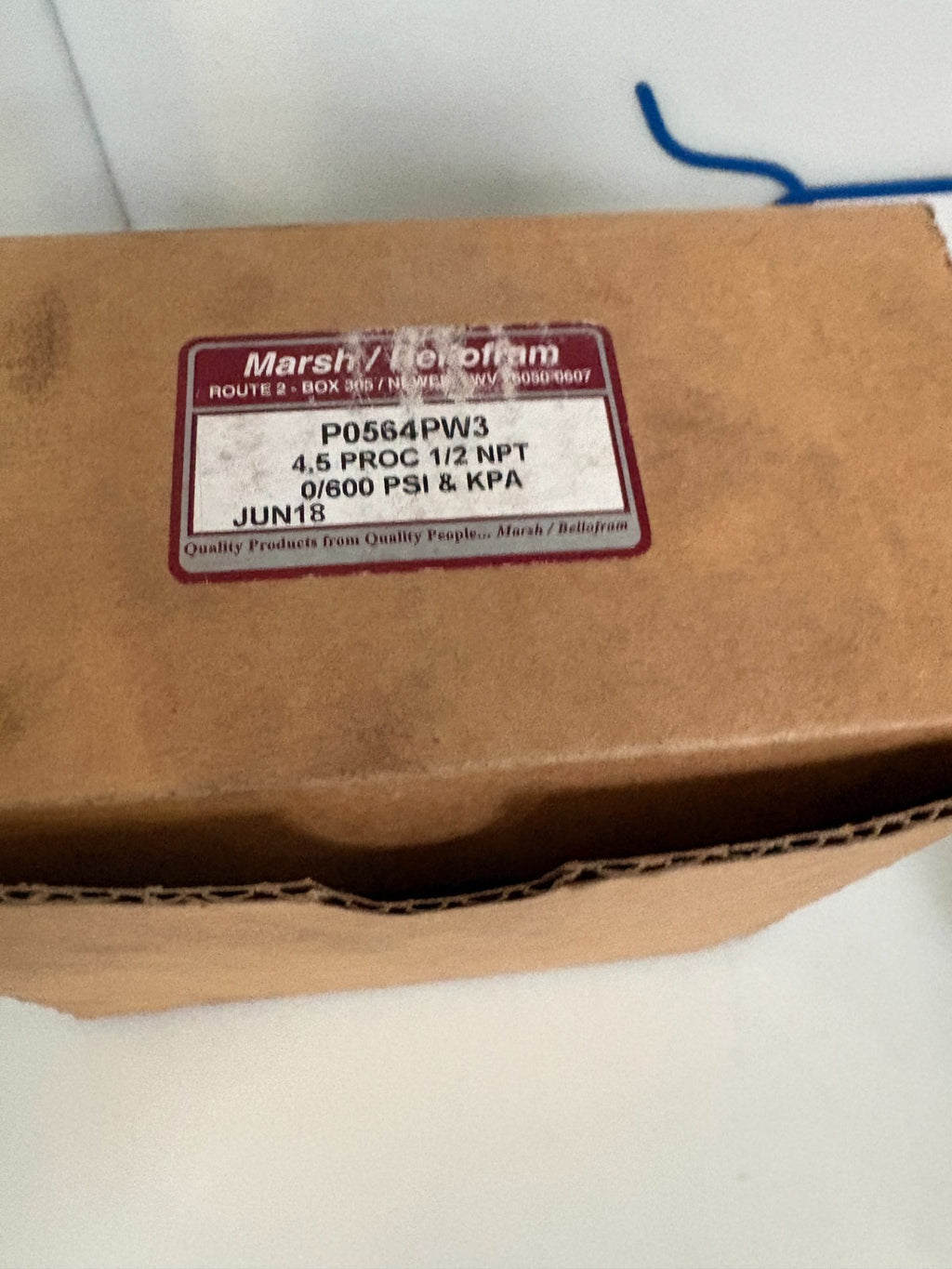 MARSH/BELLOFRAM PROCESS GAUGE 0-600 PSI 1/2 NPT #P0564PW34