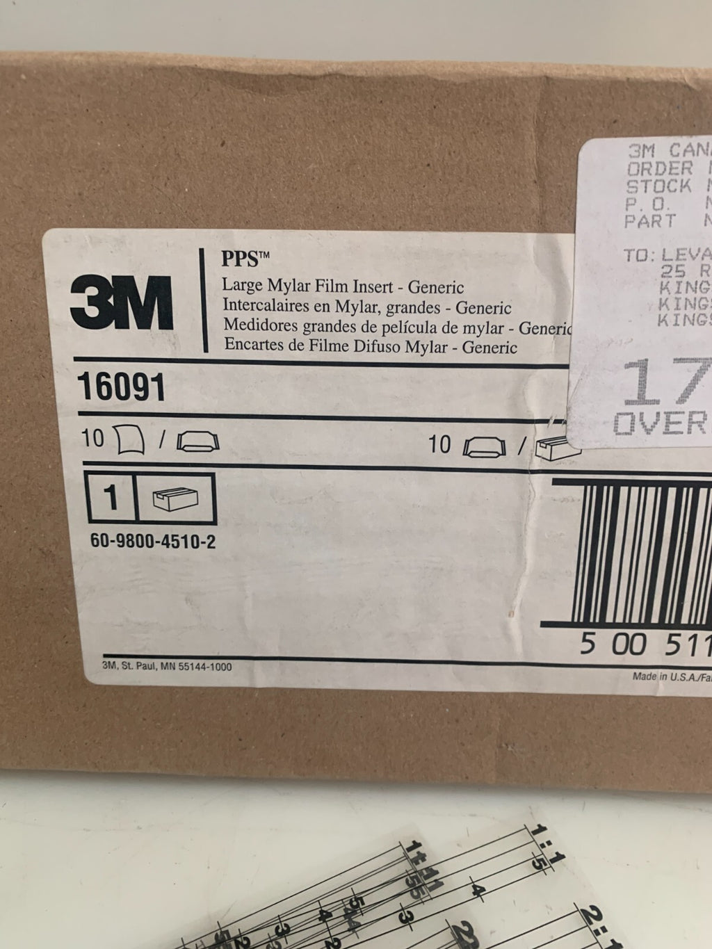 Box of 10 packs of 10 NEW 3M 16901 PPS LARGE MYLAR FILM INSERTS1