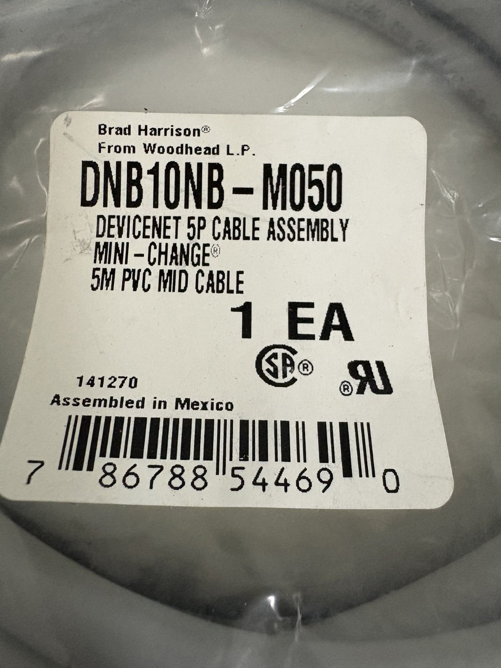 BRAD HARRISON DEVICENET 5P CABLE ASSEMBLY DNB10NB-M050