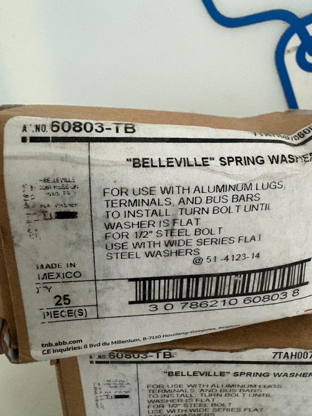 LOT OF 3 ABB THOMAS & BETTS 1/2" SPRING WASHER 60803-TB BOX OF 252