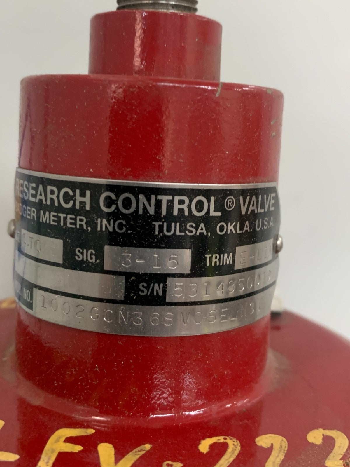RESEARCH CONTROL VALVE BADGER METER VALVE 1002GCN36 SVOSELNST