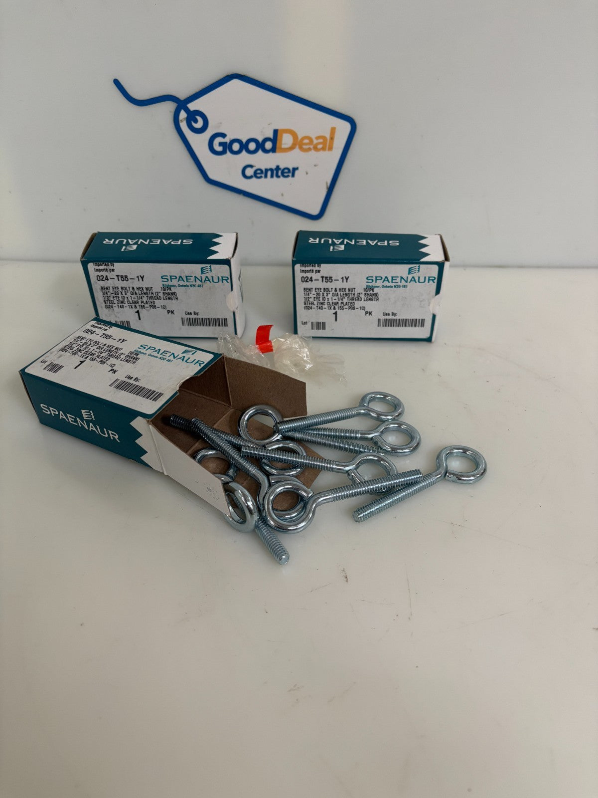 LOT OF 3X10 BOX SPAENAUR BENT EYE BOLT & HEX NUT 024-T55-1Y