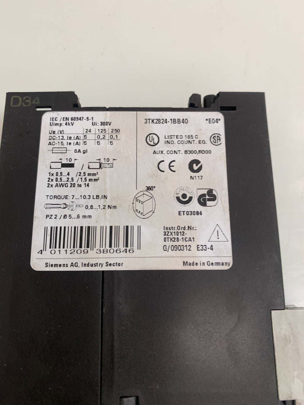 SIEMENS 3TK2824-1BB40 Safety Relay1